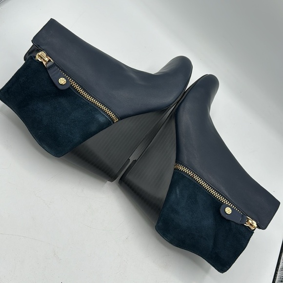 Isaac MixrahiLive! Blue Suede/Leather booties Sz 10 New without box - Picture 5 of 8